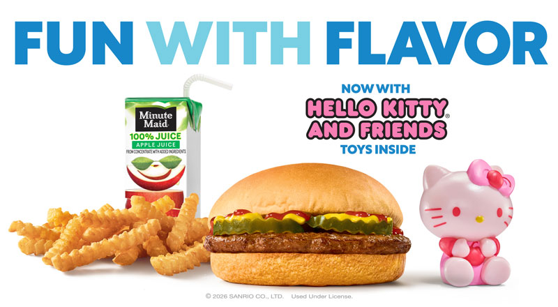 You can mix and match an entree, side and drink, AND get a collectible Hello Kitty® And Friends toy for a limited time only!